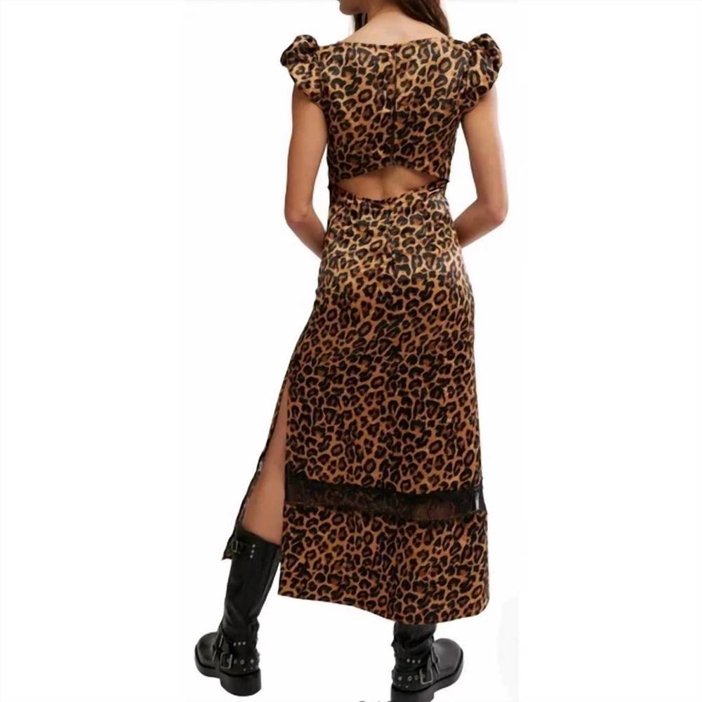 NEW FREE PEOPLE foolish heart midi dress in natural animal combo - Picture 2 of 3